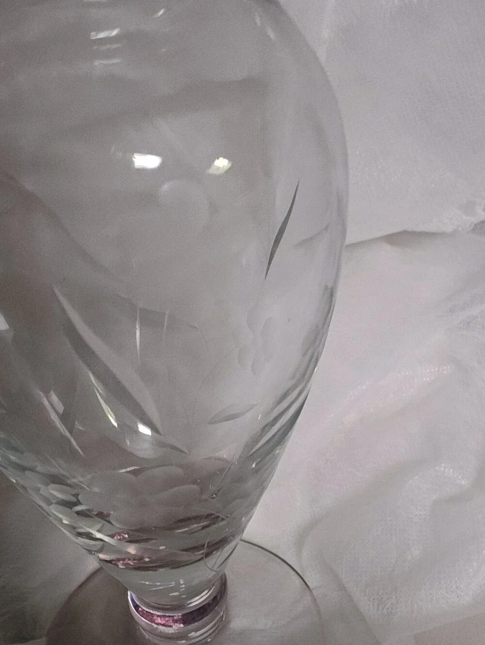 Glass Etched Floral Vase - Clear